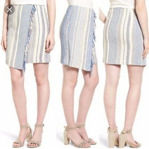 Halogen Ivory and Blue Vertical Stripe Skirt